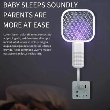 Portable USB Bug Zapper Racket with UV Light